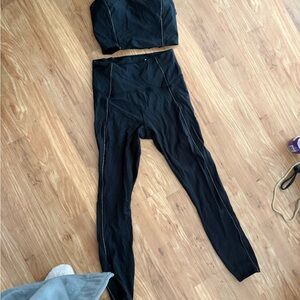 Black Women's Pants & Cropped Bra Set